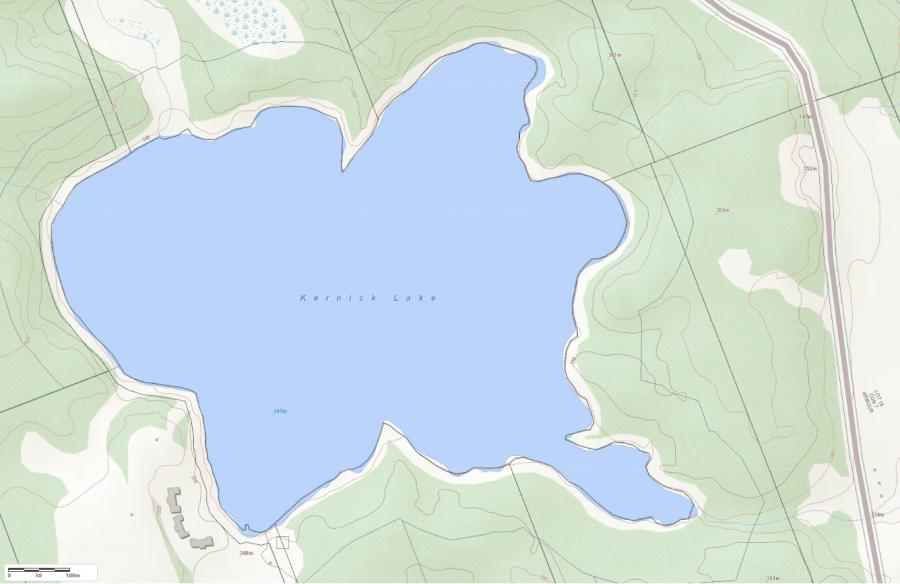 Topographical Map of Kernick Lake in Municipality of Armour and the District of Parry Sound